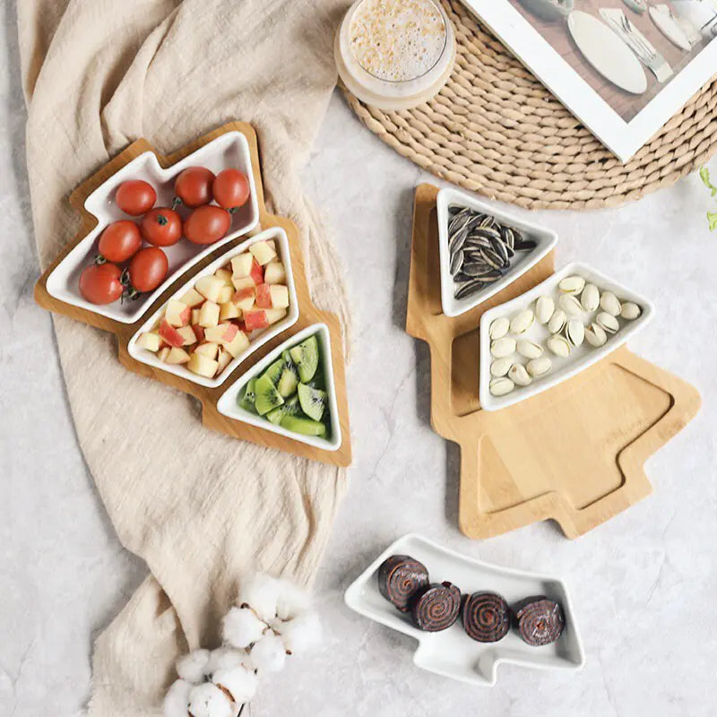 Christmas Tree Fruit Platter with Snack Dividers.