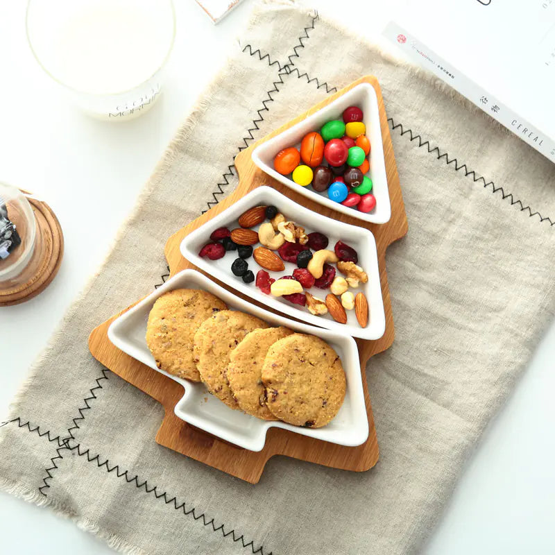 Christmas Tree Fruit Platter with Snack Dividers.