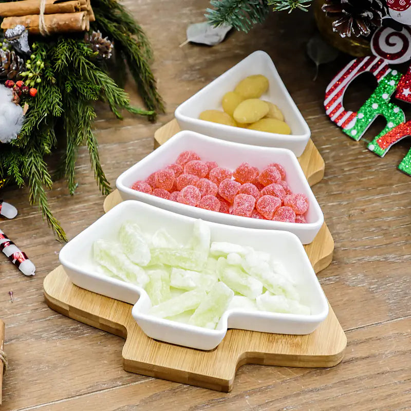Christmas Tree Fruit Platter with Snack Dividers.
