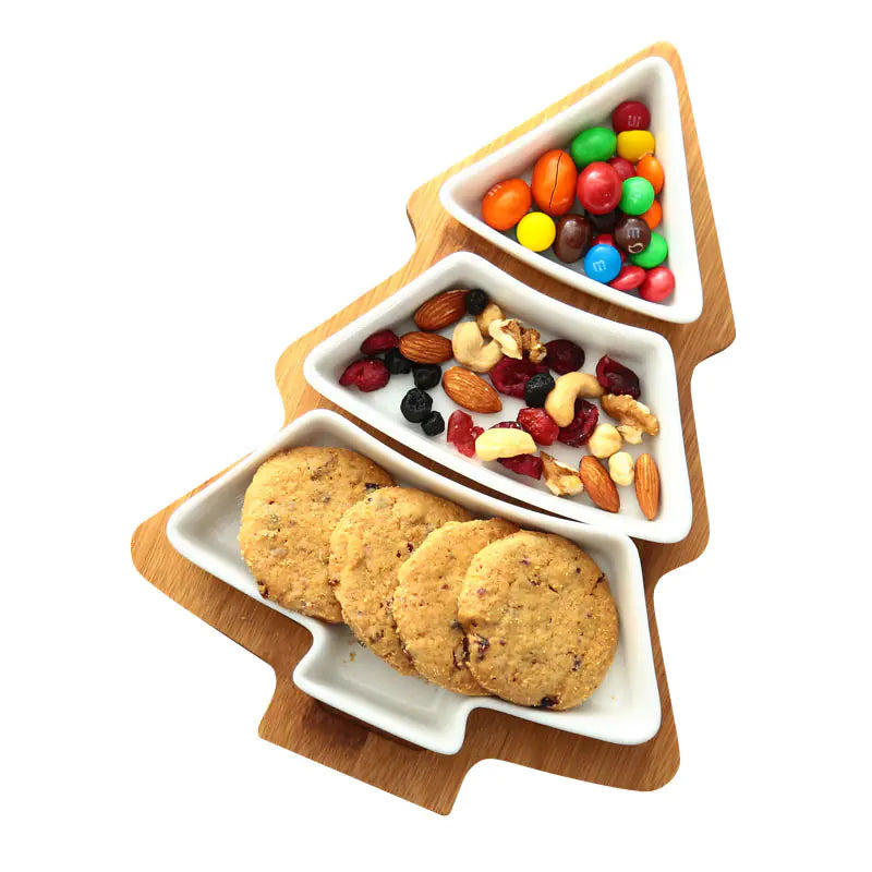 Christmas Tree Fruit Platter with Snack Dividers.