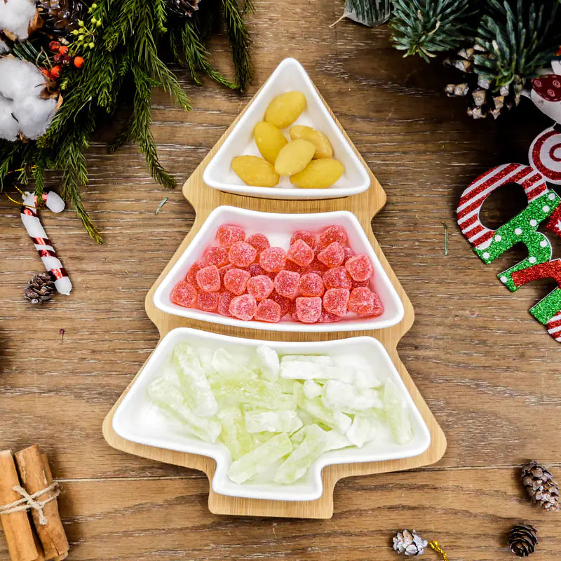 Christmas Tree Fruit Platter with Snack Dividers.