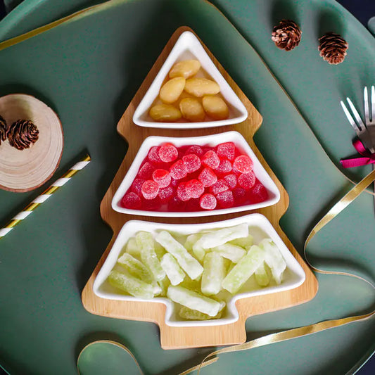 Christmas Tree Fruit Platter with Snack Dividers.